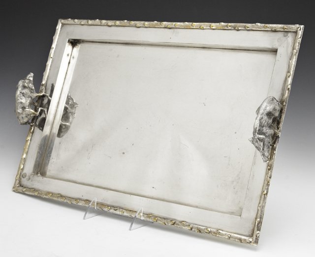 French Silverplated Serving Tray, early 20th c., with (1 of 1)
