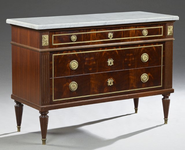 French Louis XVI Style Ormolu Mounted Mahogany Commode, (1 of 1)