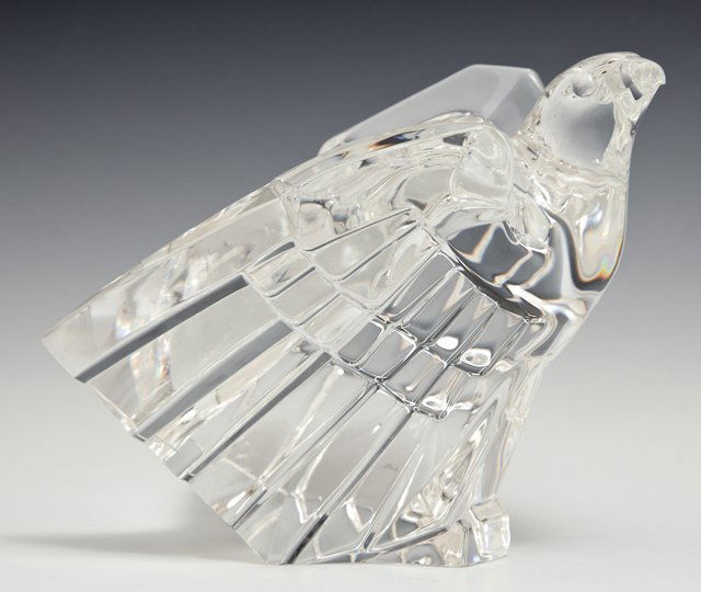 Signed Steuben Crystal Figure of an Eagle, 20th c., (1 of 2)