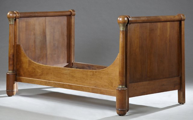 French Empire Ormolu Mounted Carved Cherry Lit du Coin, (1 of 1)