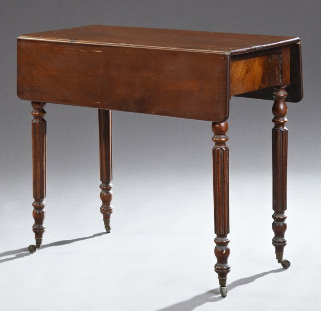 French Louis Philippe Carved Mahogany Drop Leaf Table, (1 of 2)