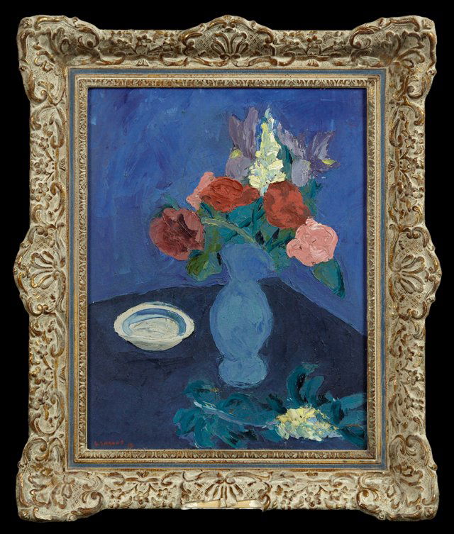 G. Shanus, "Still Life of Flowers in a Blue Vase," (1 of 1)