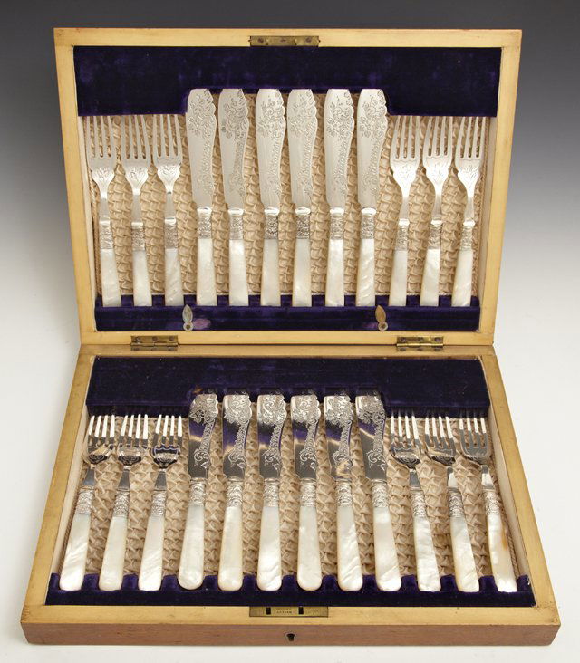 Twenty-Four Piece English Victorian Cased Silver Plate (1 of 2)