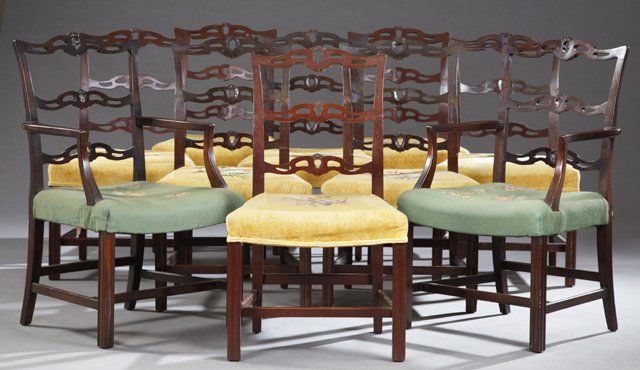Set of Ten (8+2) George II Style Carved Mahogany Dining (1 of 1)