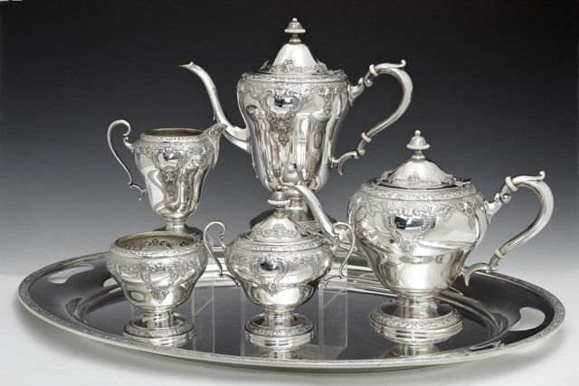 Sterling Six Piece Tea and Coffee Set, 20th c., by (1 of 7)