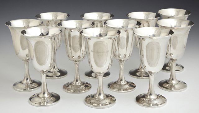 Set of Eleven Sterling Goblets, # 14, by Wallace, Wt.- (1 of 1)