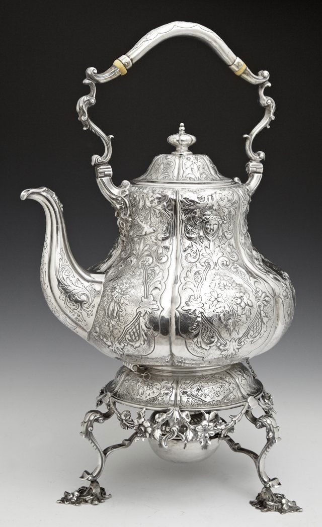 Sterling Hot Water Kettle on Stand, c. 1830, by Robert (1 of 1)