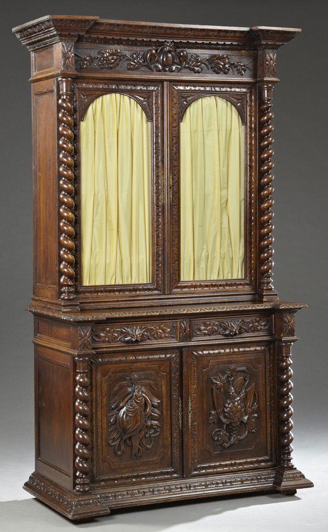 French Jacobean Style Carved Oak Buffet a Deux Corps, (1 of 1)