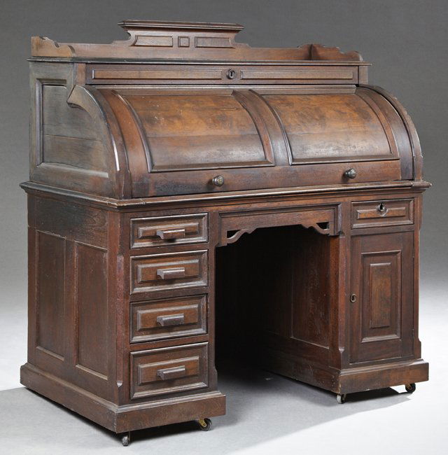 American Carved Mahogany Cylinder Desk, c. 1900, the (1 of 2)