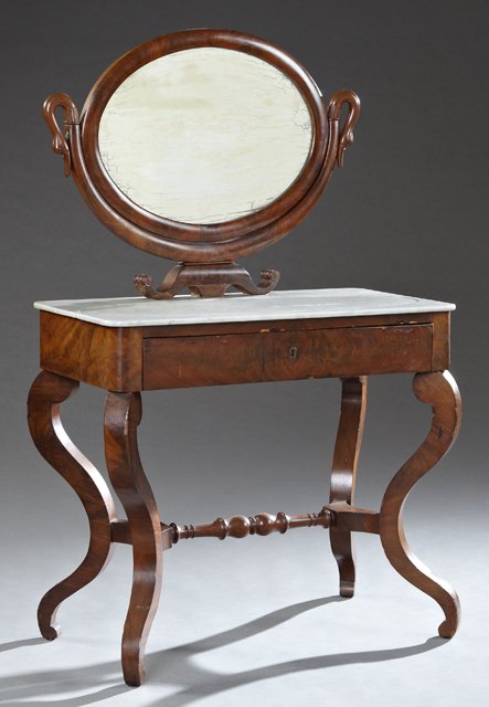 Empire Revival Carved Mahogany Marble Top Dressing (1 of 1)