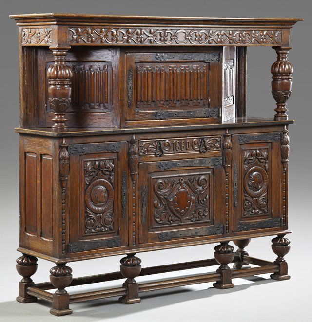 French Jacobean Style Carved Oak Court Cupboard, late (1 of 1)