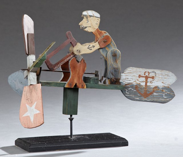 Carved Wooden Popeye Folk Art Whirligig, early 20th c., (1 of 1)