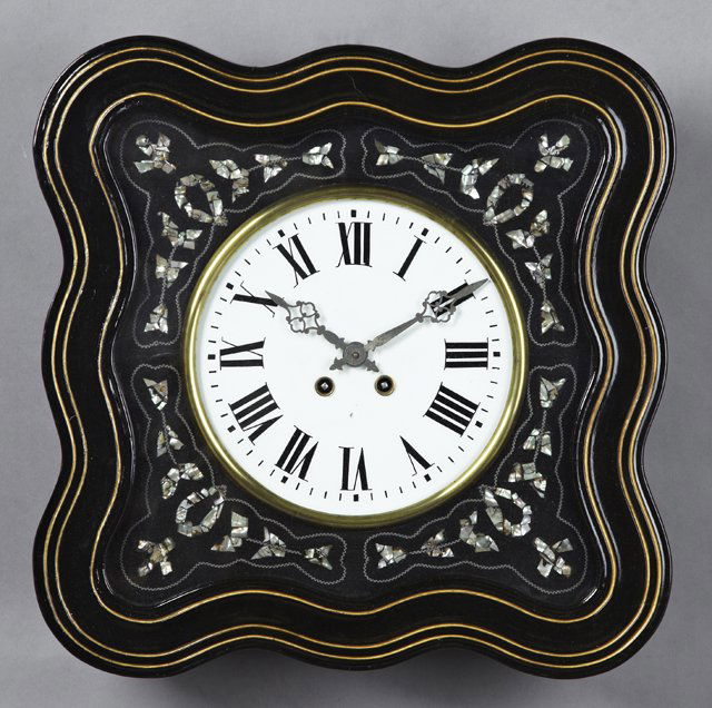 French Ebonized Wall Clock, c. 1870, time and strike, (1 of 1)