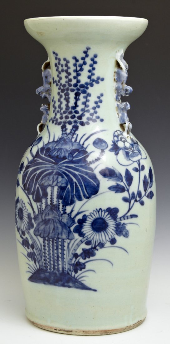 Chinese Blue and White Glazed Baluster Earthenware (1 of 1)