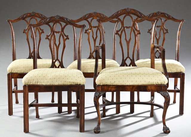 Set of Five Chippendale Style Carved Mahogany Dining (1 of 1)