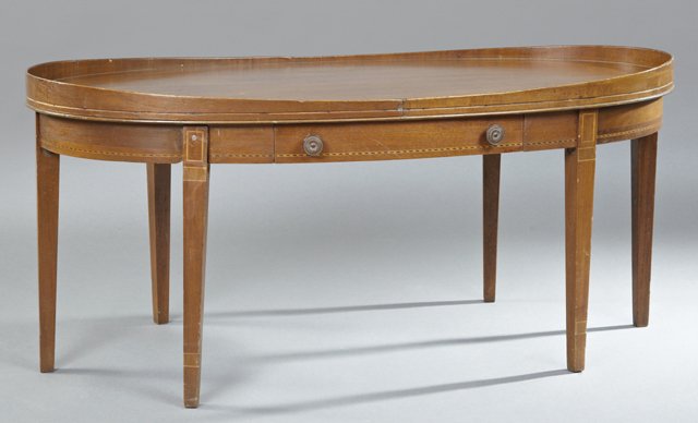 English Oval Inlaid Mahogany Coffee Table, early 20th (1 of 1)