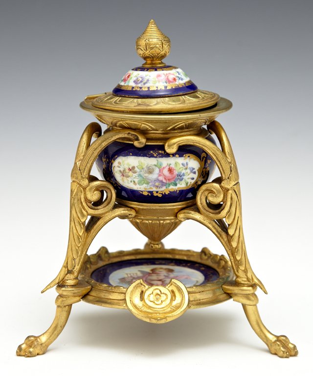 Sevres Style Porcelain and Gilt Bronze Inkwell, 19th (1 of 3)