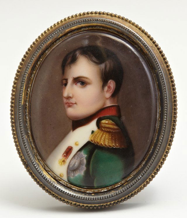 Miniature of Napoleon, 19th c., on porcelain, presented (1 of 1)
