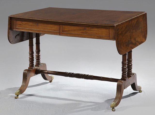 English Regency Style Mahogany Drop Leaf Writing Table, (1 of 2)