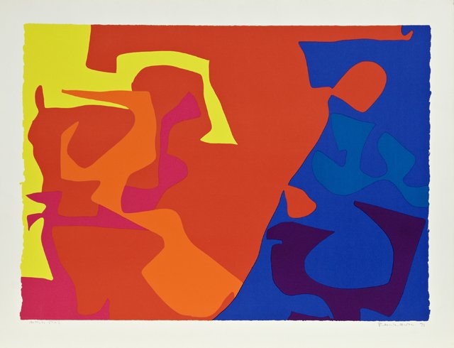 Patrick Heron (1920-1999, British), "Plate 5 from: Patrick Heron (1920-1999, British), "Plate 5 from January 1973," lithograph, artist's proof, pencil marked "Artist's Proof" l.l., pencil signed and dated l.r., shrink wrapped, H.- 27 1/2 in., W.- 35 3