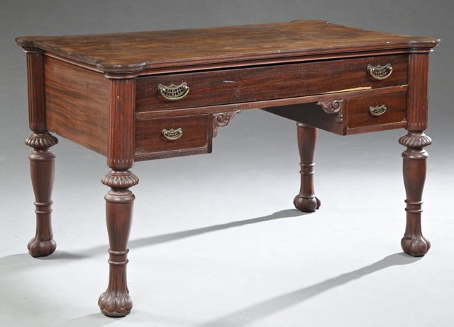 Late American Victorian Carved Mahogany Writing Table, (1 of 1)