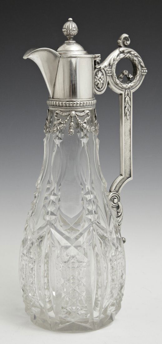 Russian Silver Mounted Cut Crystal Claret Jug, c. (1 of 5)