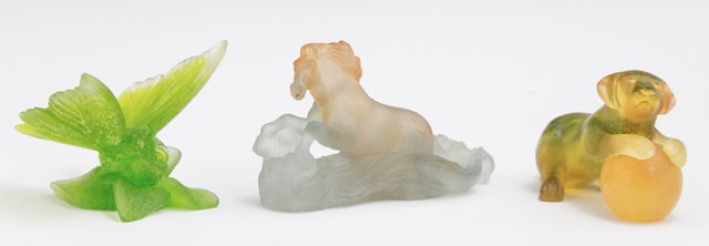 Group of Three Daum Pate de Verre Figures, 20th c., (1 of 1)
