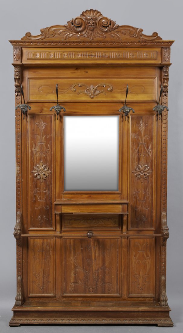 Continental Carved Walnut Hall Stand, late 19th c., the (1 of 1)