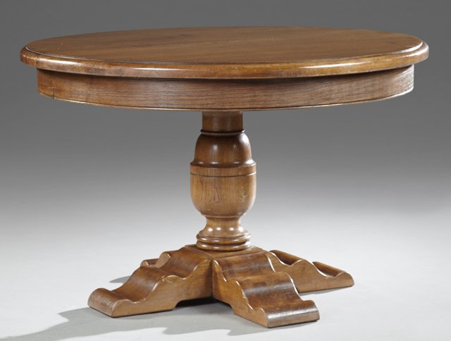 French Carved Oak Dining Table, 20th c., the stepped (1 of 2)