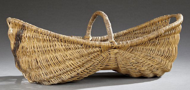 Woven Willow Double Harvest Basket, late 19th c., with (1 of 1)