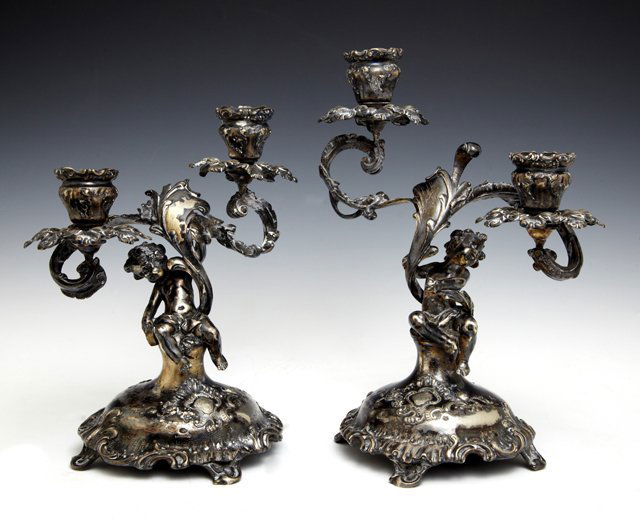 Pair of Louis XV Style Two Light Figural Candelabra, (1 of 2)