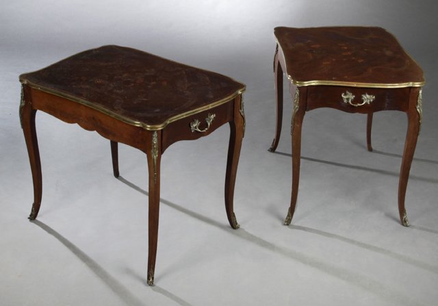 Pair of French Louis XV Style Ormolu Mounted Marquetry (1 of 1)