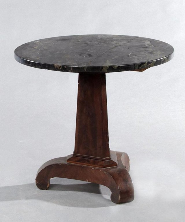American Empire Marble Top Mahogany Lamp Table, 19th c. (1 of 1)