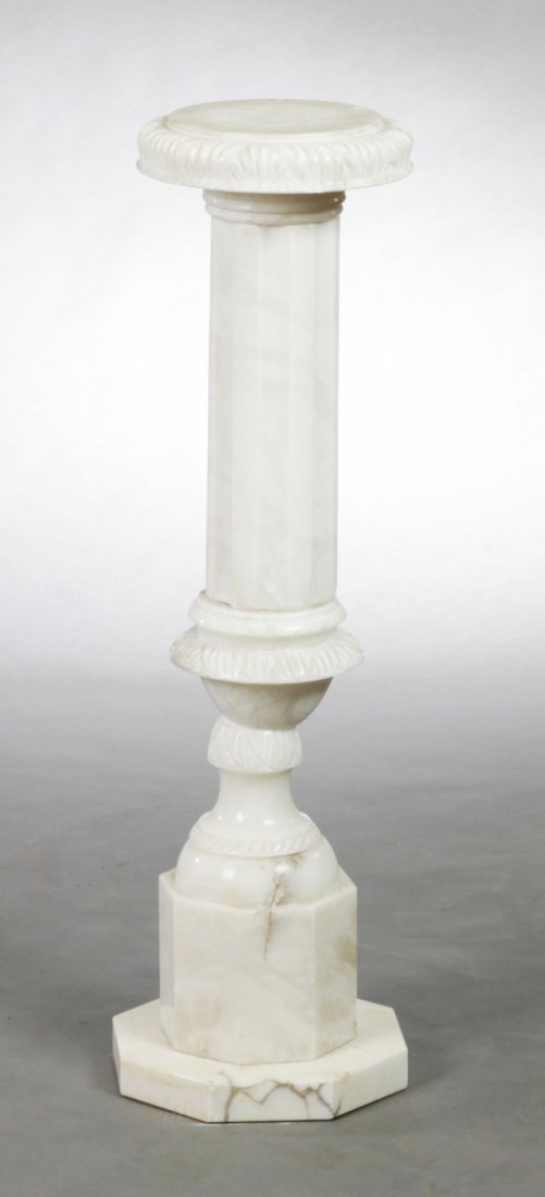 French Art Deco Carved Marble Pedestal, early 20th c., (1 of 1)