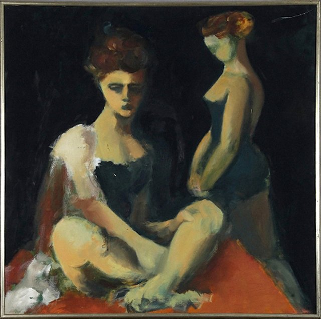 Bill Creevy (American), "Two Figures," 1966, oil on (1 of 1)