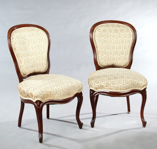 Pair of American Victorian Carved Cherry Side Chairs, (1 of 1)