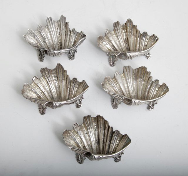 Set of Five English Sterling Shell Form Dishes, London, (1 of 1)