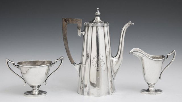 Assembled Three Piece Sterling Demitasse Set, early (1 of 1)