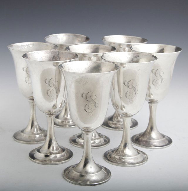 Set of Eight Sterling Goblets, 20th c., by (1 of 1)