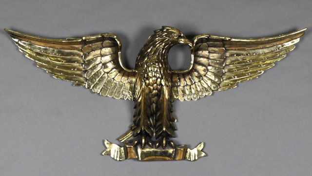 Large Brass Plated Spread Eagle Wall Mount, 20th c., (1 of 1)