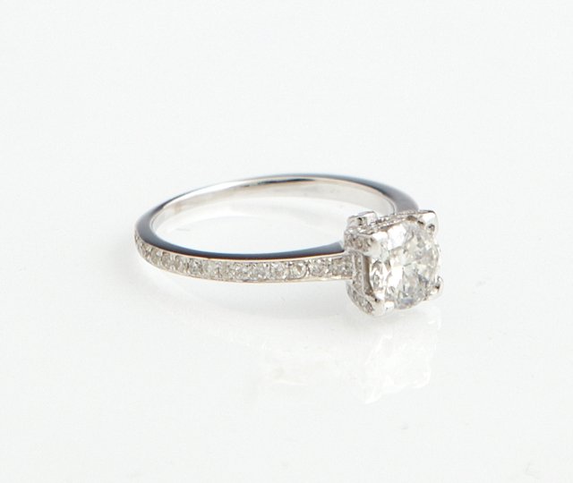 Lady's 14K White Gold Engagement Ring, with a 1.03 (1 of 2)