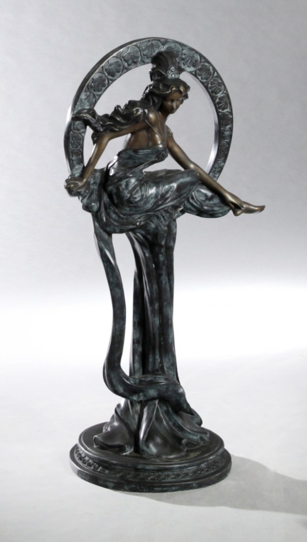 Large Patinated Bronze Art Nouveau Statue, 20th c., of (1 of 1)