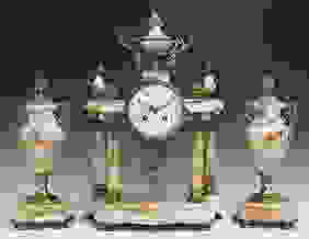 Louis XVI Style Three Piece Gilt Bronze and Pink Marble First Image