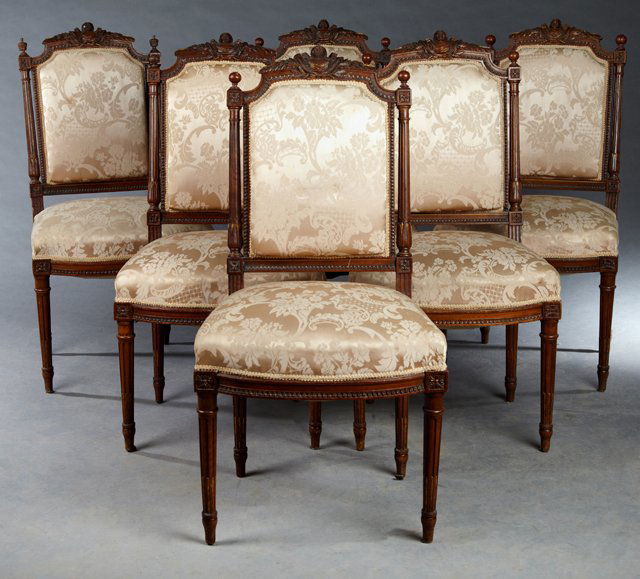 Set of Six French Louis XVI Style Parcel Gilt Carved (1 of 1)