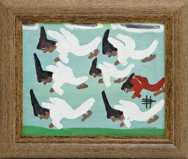 Clementine Hunter (1886-1986, Louisiana), "Good and Bad (1 of 2)