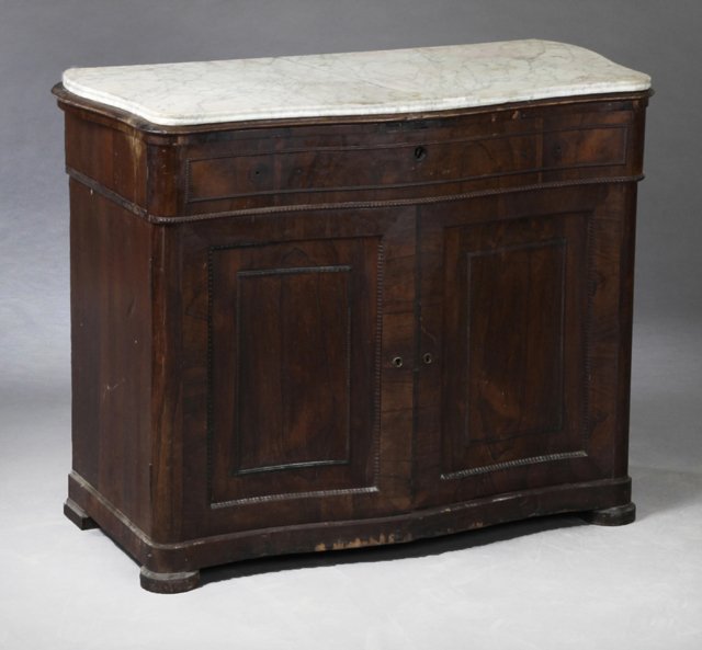 American Carved Rosewood Bowfront Marble Top Dresser (1 of 1)