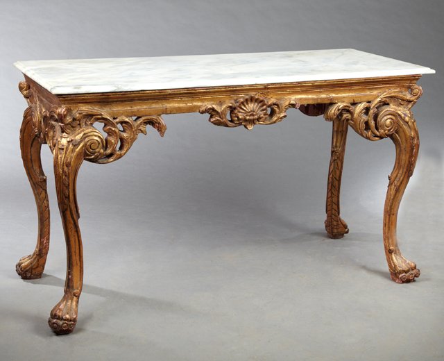 Italian Rococo Style Giltwood and Gesso Carved Marble (1 of 1)