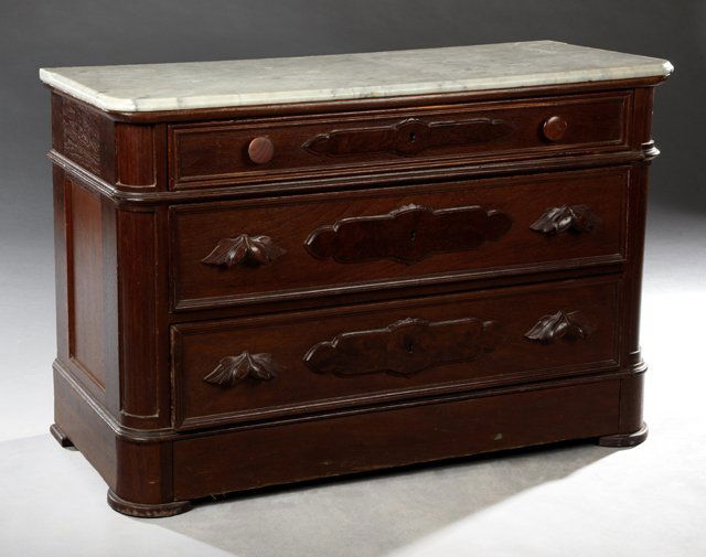 Victorian Carved Walnut Marble Top Dresser Base, late (1 of 1)