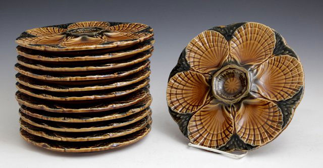 Set of Twelve Majolica Oyster Plates, early 20th c., by (1 of 1)