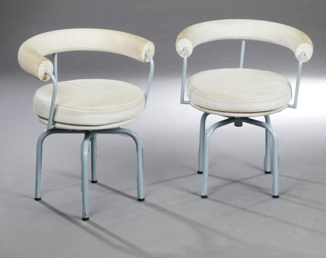 Pair of Mid-Century Industrial Modern Barrel Back (1 of 1)